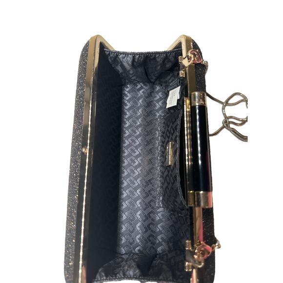 DVF Diane Von Furstenberg black clutch/crossbody sparkling - Picture 4 of 10